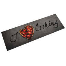 Berkfield Kitchen Rug Washable Cooking Text 45x150 cm Velvet