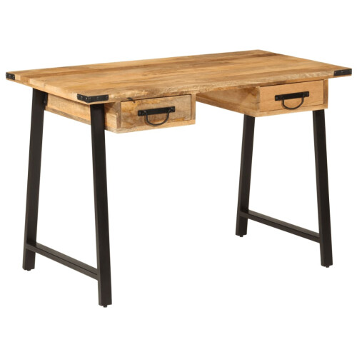 Berkfield Desk with Drawers 105x55x70 cm Solid Wood Mango and Iron
