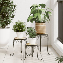 Berkfield Plant Stands 3 pcs Terracotta and White Ceramic