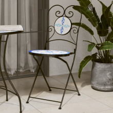 Berkfield Bistro Chairs Foldable 2 pcs Blue and White Ceramic