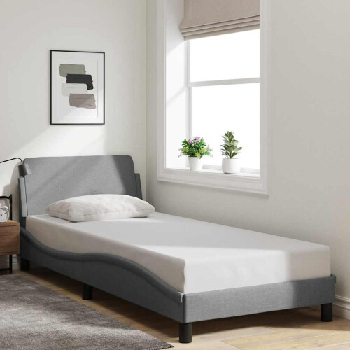 Berkfield Bed Frame "Dover" Light Grey 90x190 cm Single Fabric