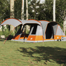 Berkfield Camping Tent Tunnel 5-Person Grey and Orange Waterproof