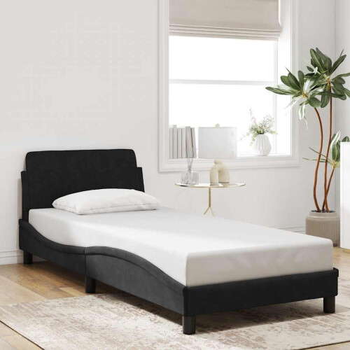 Berkfield Bed Frame "Dover" Black 90x190 cm Single Velvet