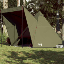 Berkfield Family Tent Tipi 6-Person Olive Green Waterproof