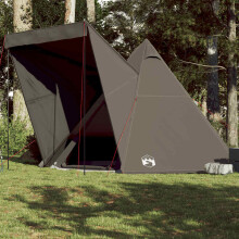 Berkfield Family Tent Tipi 6-Person Brown Waterproof