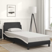 Berkfield Bed Frame "Dover" Black and White 90x190 cm Single Faux Leather
