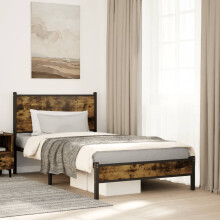 Berkfield Metal Bed Frame without Mattress Smoked Oak 107x203 cm