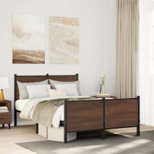 Berkfield Metal Bed Frame without Mattress Brown Oak 120x200 cm