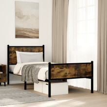 Berkfield Metal Bed Frame without Mattress Smoked Oak 75x190 cm Small Single