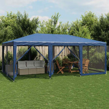 Berkfield Party Tent with 10 Mesh Sidewalls Blue 6x4 m HDPE