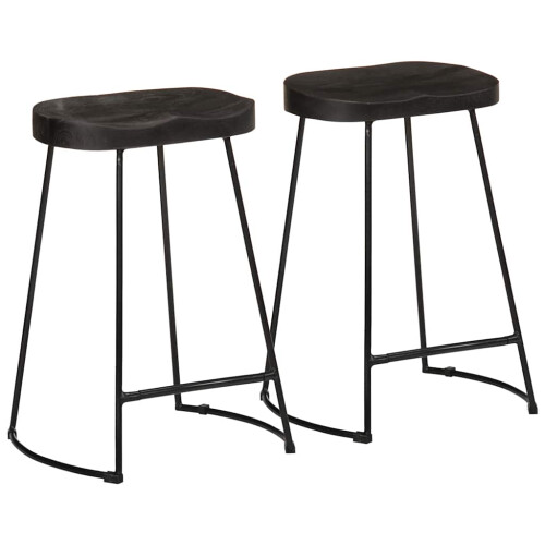 Berkfield Bar Stools 2 pcs Black 45x40x62 cm Solid Wood Mango