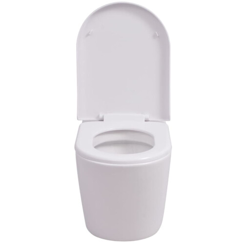 Berkfield Wall Hung Toilet Ceramic White 2