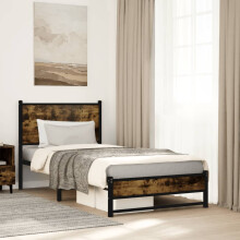 Berkfield Metal Bed Frame without Mattress Smoked Oak 80x200 cm