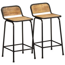 Berkfield Bar Stools 2 pcs 46x35.5x80 cm Solid Wood Rough Mango