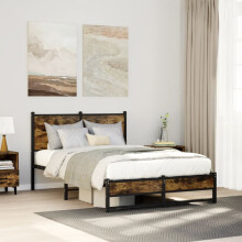 Berkfield Metal Bed Frame without Mattress Smoked Oak 120x190 cm Small Double