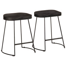 Berkfield Bar Stools 2 pcs Black 46x38x52 cm Solid Wood Mango