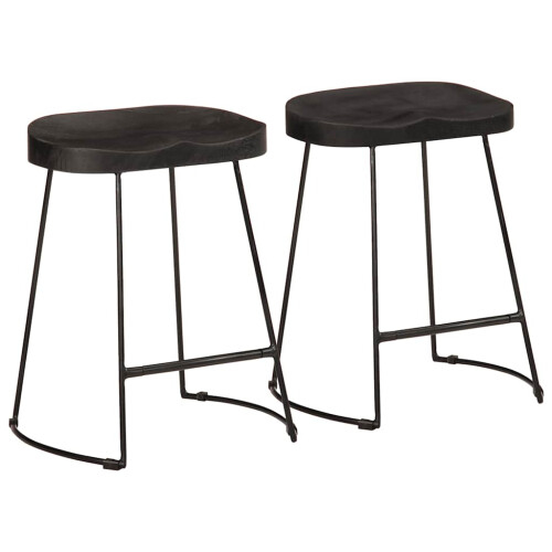 Berkfield Bar Stools 2 pcs Black 46x38x52 cm Solid Wood Mango