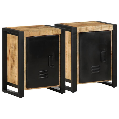 Berkfield Bedside Cabinets 2 pcs Solid Rough Wood Mango