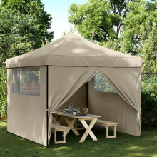 Berkfield Foldable Party Tent Pop-Up with 4 Sidewalls Taupe