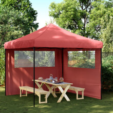 Berkfield Foldable Party Tent Pop-Up with 2 Sidewalls Burgundy