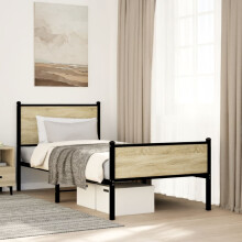 Berkfield Metal Bed Frame without Mattress Sonoma Oak 75x190 cm Small Single
