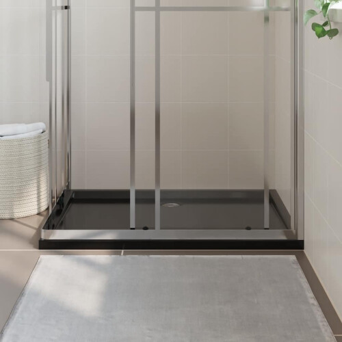 Berkfield Rectangular ABS Shower Base Tray Black 80x120 cm 2