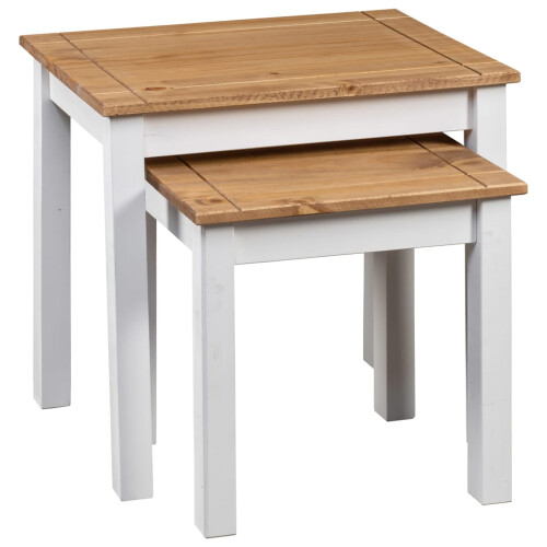 Berkfield Nesting Tables 2 pcs White Solid Pine Wood Panama Range 2