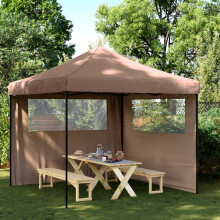 Berkfield Foldable Party Tent Pop-Up with 2 Sidewalls Brown