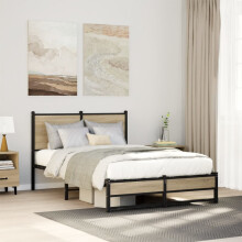 Berkfield Metal Bed Frame without Mattress Sonoma Oak 120x190 cm Small Double
