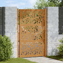 Berkfield Garden Gate 100x125 cm Weathering Steel Leaf Design