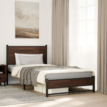 Berkfield Metal Bed Frame without Mattress Brown Oak 107x203 cm