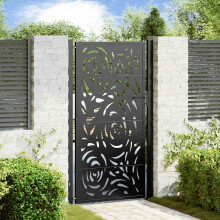 Berkfield Garden Gate Black 100x175 cm Steel Flame Design