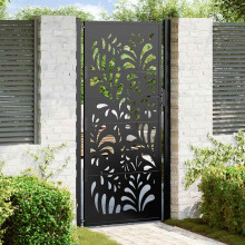 Berkfield Garden Gate Black 100x200 cm Steel Wave  Design