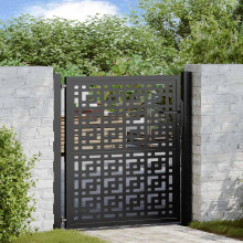 Berkfield Garden Gate Black 100x100 cm Steel Cross Design