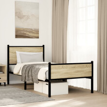 Berkfield Metal Bed Frame without Mattress Sonoma Oak 90x190 cm Single