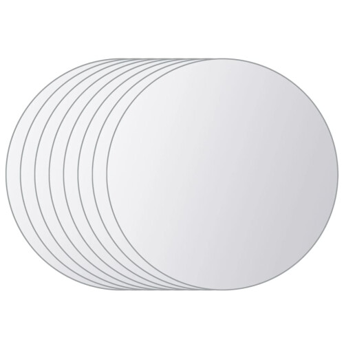 Berkfield 8 pcs Mirror Tiles Round Glass 1
