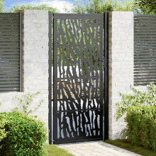 Berkfield Garden Gate Black 100x200 cm Steel Trace Design