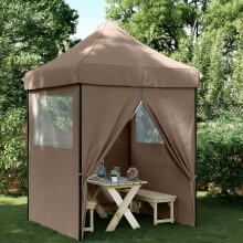 Berkfield Foldable Party Tent Pop-Up with 4 Sidewalls Brown