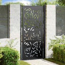 Berkfield Garden Gate Black 100x200 cm Steel Flame Design