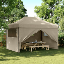 Berkfield Foldable Party Tent Pop-Up with 4 Sidewalls Taupe