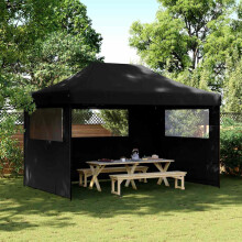 Berkfield Foldable Party Tent Pop-Up with 3 Sidewalls Black