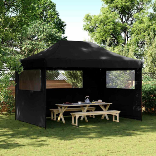 Berkfield Foldable Party Tent Pop-Up with 3 Sidewalls Black