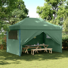 Berkfield Foldable Party Tent Pop-Up with 4 Sidewalls Green