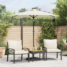 Berkfield Garden Parasol with LEDs and Steel Pole White 225x225x212cm