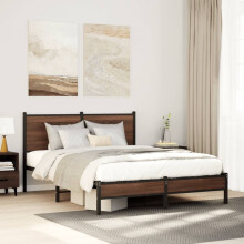 Berkfield Metal Bed Frame without Mattress Brown Oak 137x190 cm