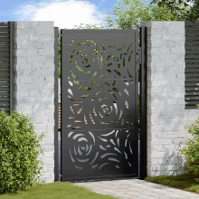 Berkfield Garden Gate Black 100x150 cm Steel Flame Design
