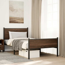 Berkfield Metal Bed Frame without Mattress Brown Oak 100x200 cm