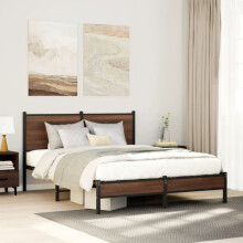 Berkfield Metal Bed Frame without Mattress Brown Oak 150x200 cm King Size