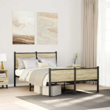 Berkfield Metal Bed Frame without Mattress Sonoma Oak 120x190 cm Small Double