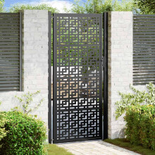 Berkfield Garden Gate Black 100x200 cm Steel Cross Design